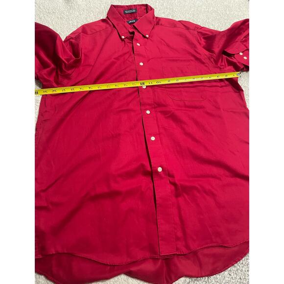 IZOD Mens XL Easy Care Twill Wrinkle Free Button Down Long Sleeve Shirt Red - Picture 2 of 7